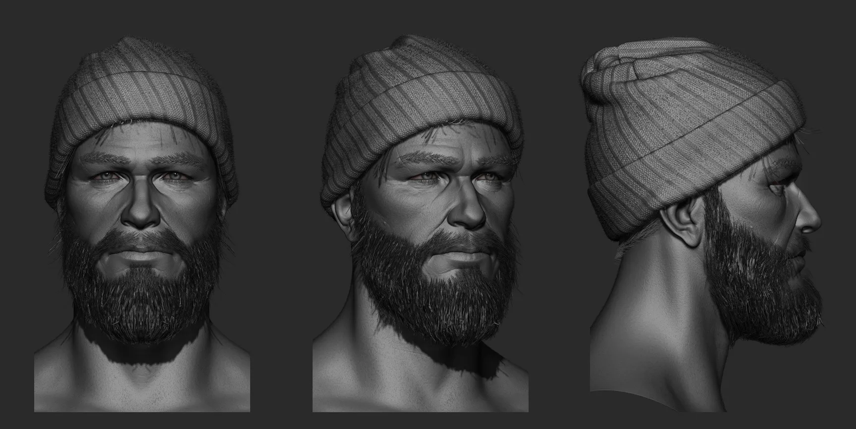 Ben high poly head turnaround