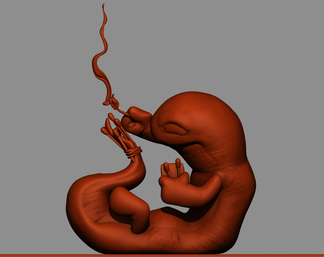 Stylized creature sculpt, seated pose