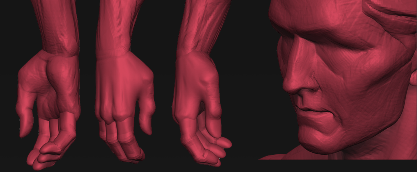 Hand and face anatomy polypaint studies
